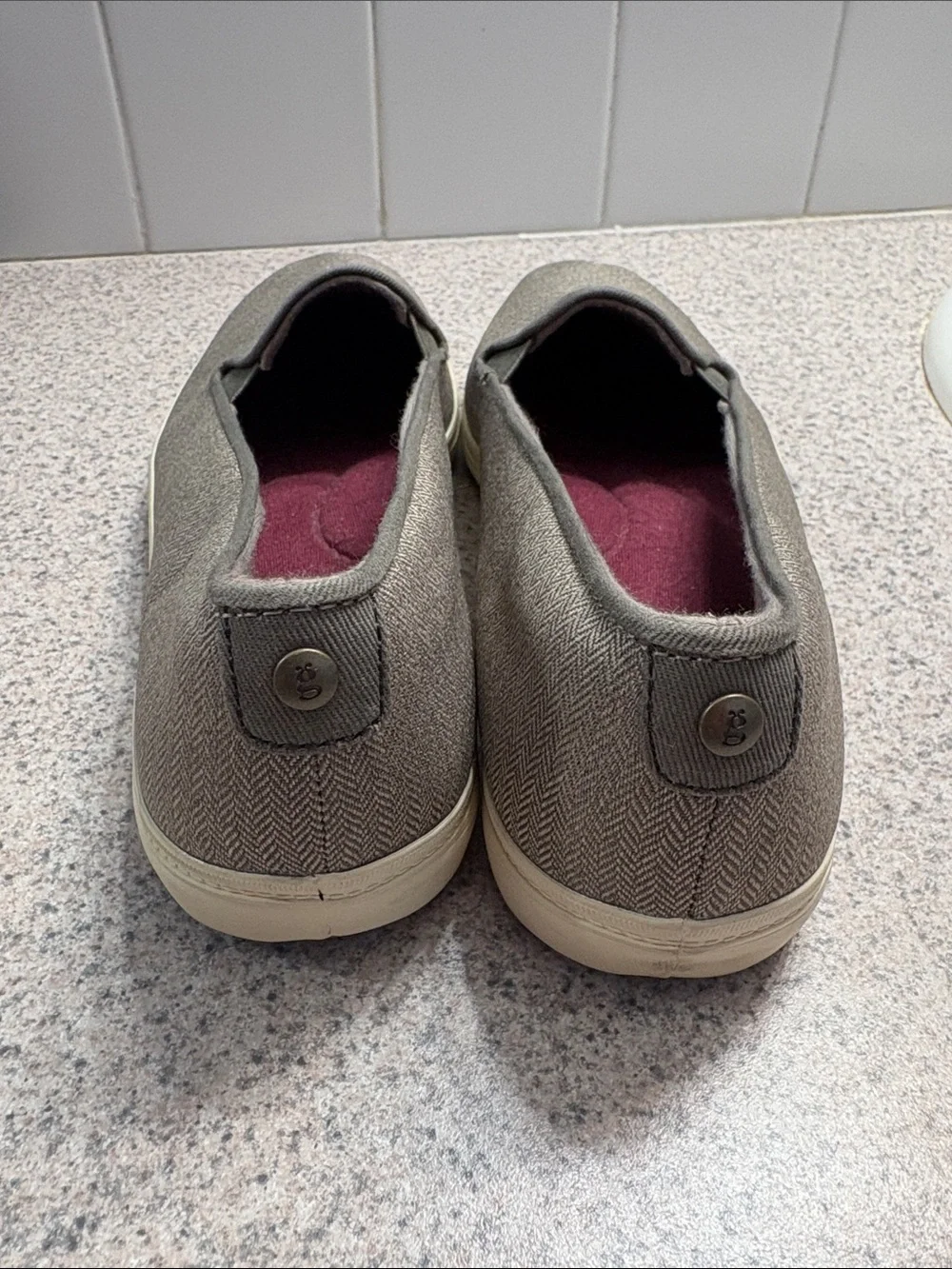 Keds Olive Textured Slip-On Flats with Burgundy Insole